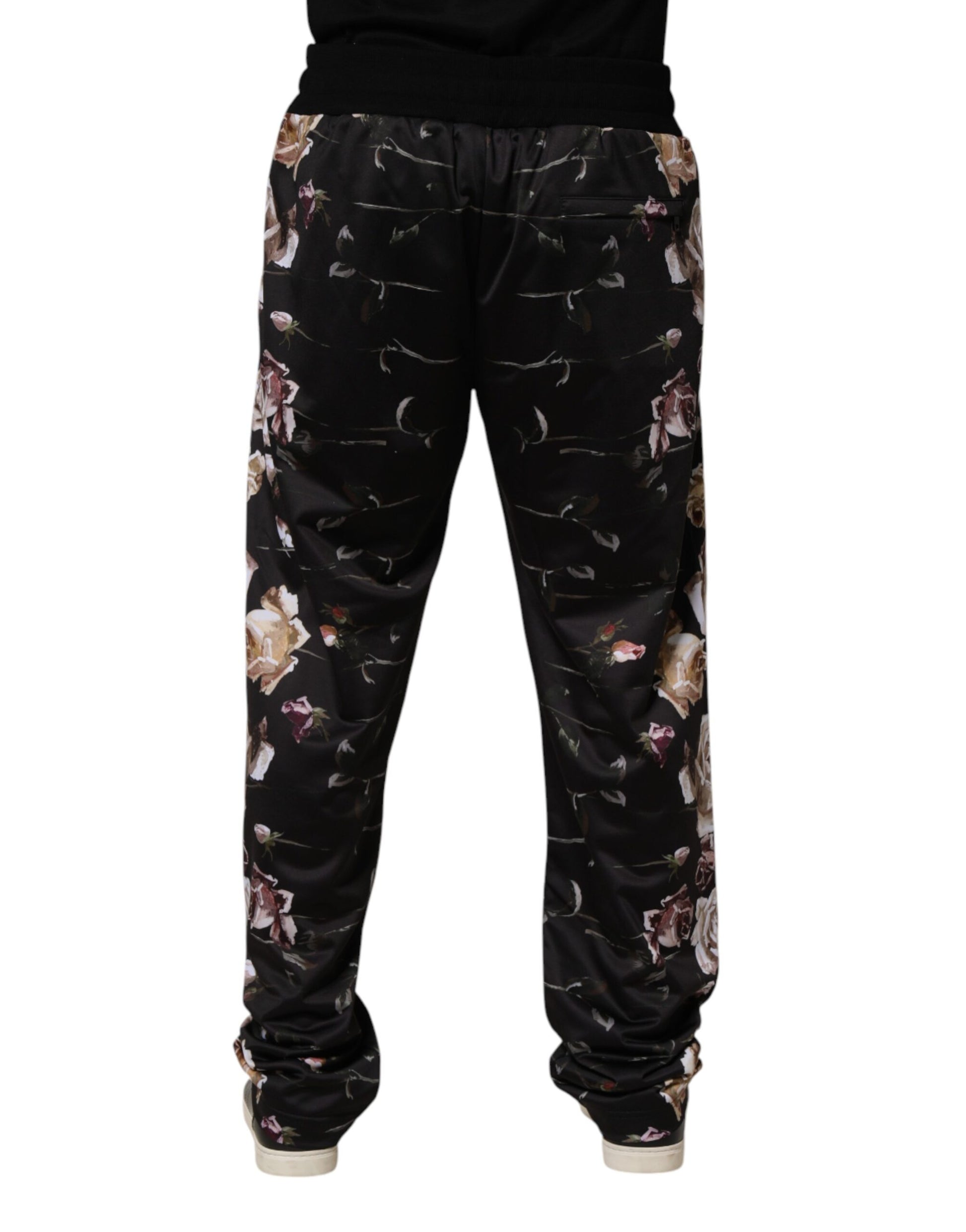 Pantalon chino droit fleuri noir Dolce & Gabbana