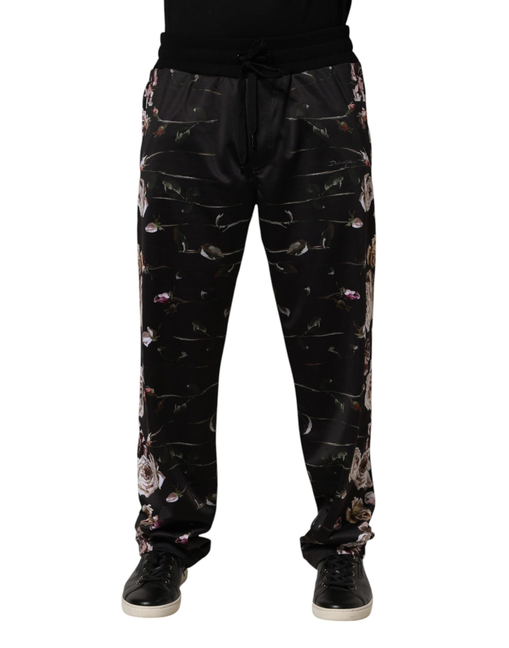 Pantalon chino droit fleuri noir Dolce & Gabbana