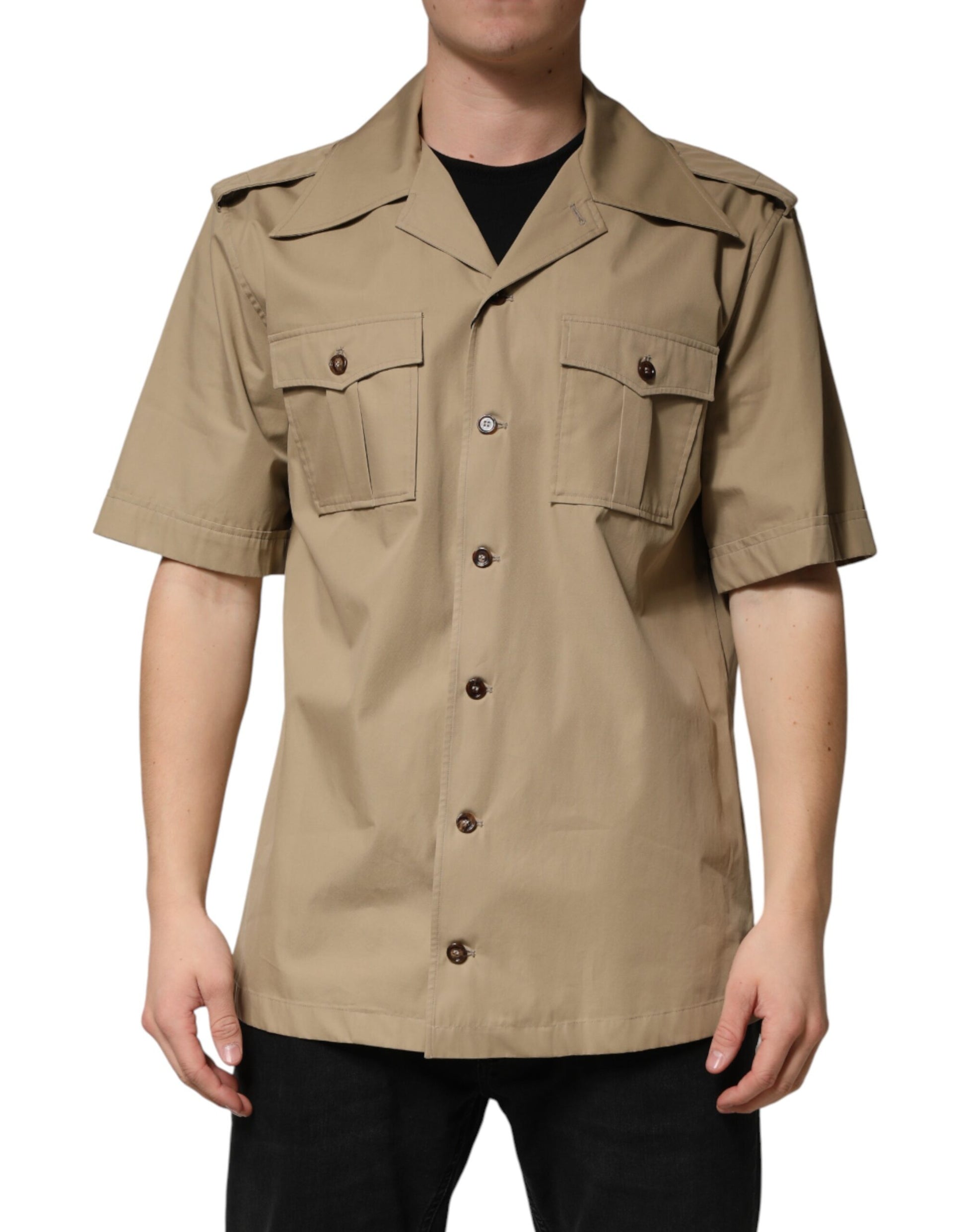 Chemise décontractée homme Dolce & Gabbana marron à manches courtes et motif Pin Up
