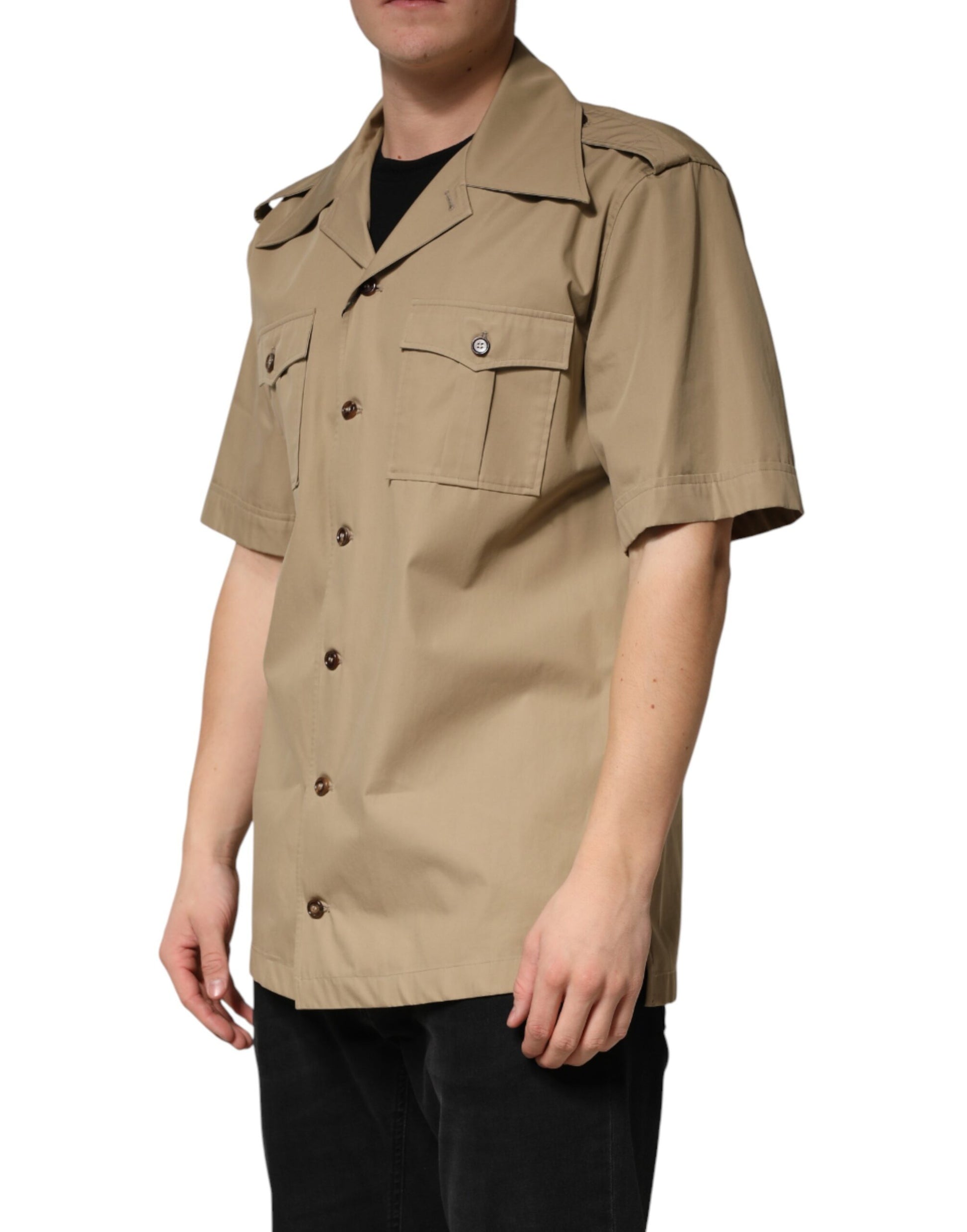 Chemise décontractée homme Dolce & Gabbana marron à manches courtes et motif Pin Up
