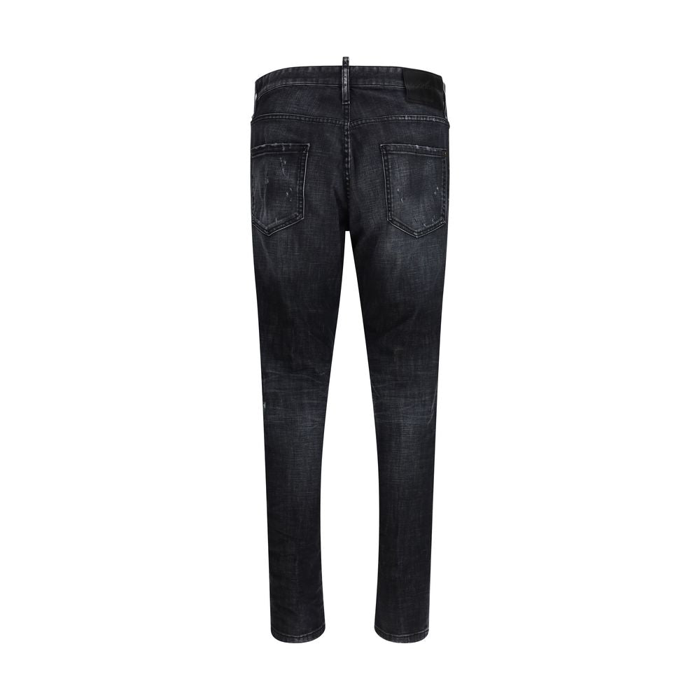 Jean en denim de coton noir Dsquared²
