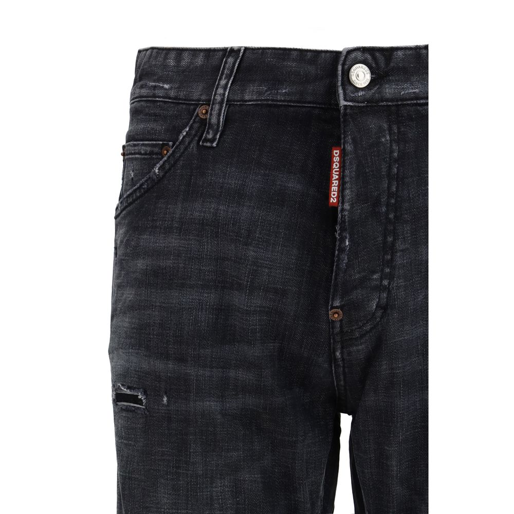 Jean en denim de coton noir Dsquared²