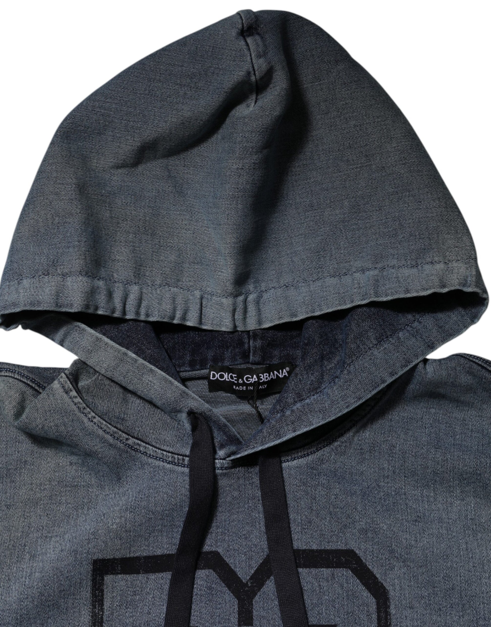 Dolce & Gabbana Blue Cotton Logo Hooded Sweatshirt  Sweater