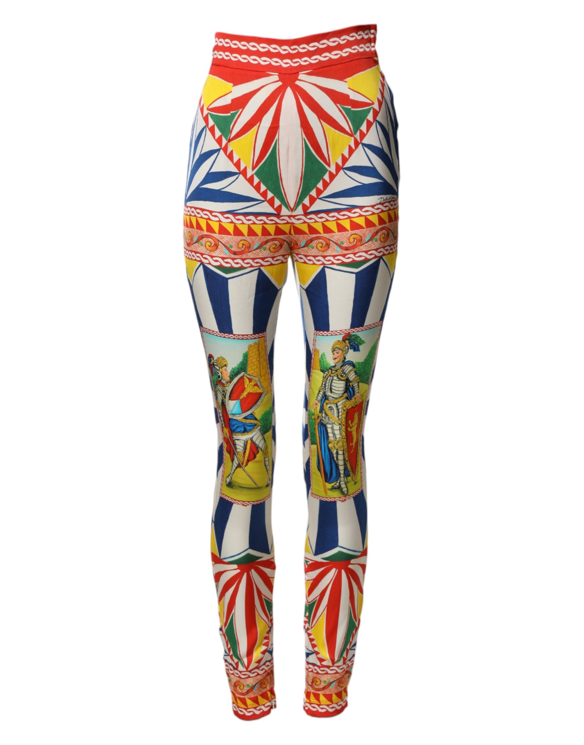 Pantalon Dolce & Gabbana multicolore en soie Carretto avec taille élastique
