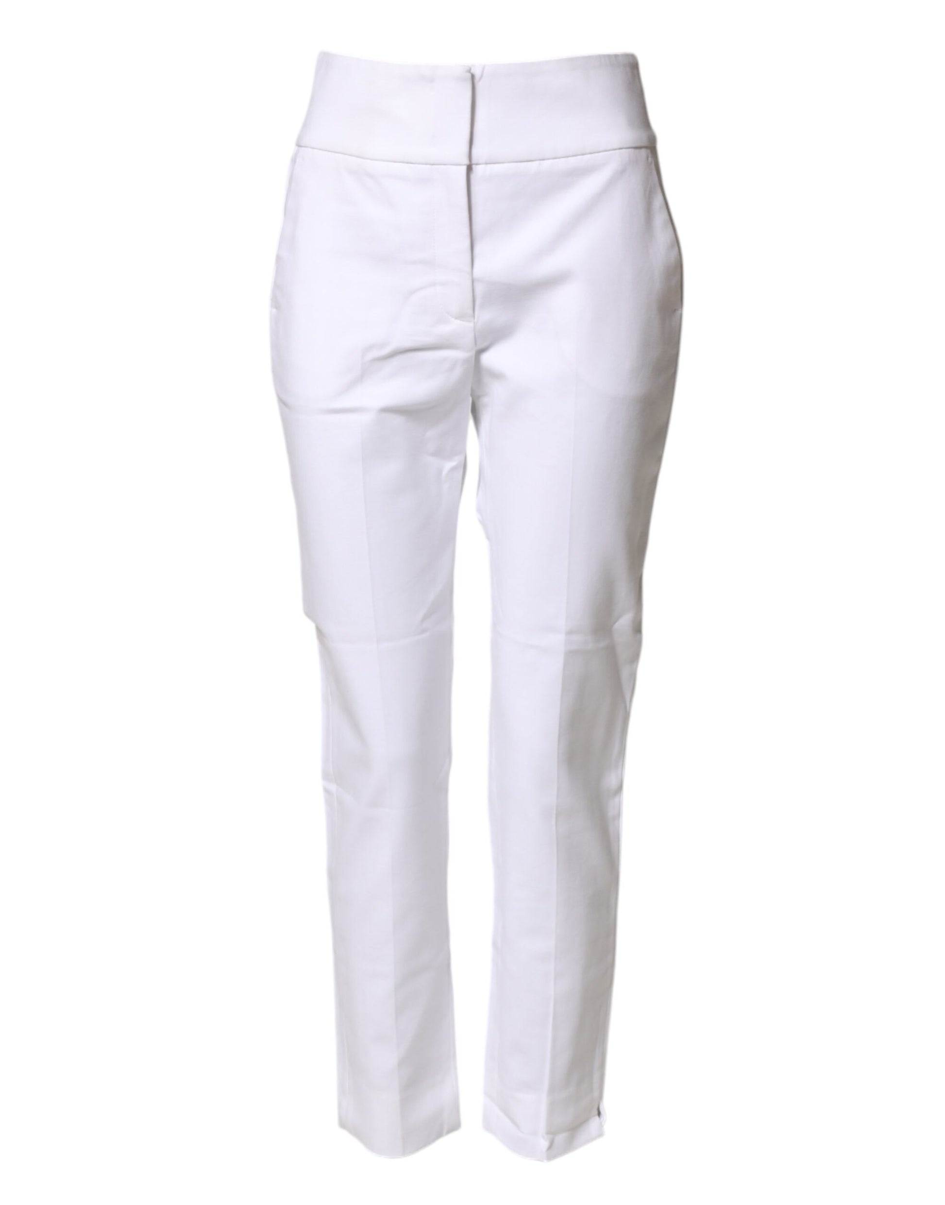 Pantalon Chino Peserico Blanc Taille Haute Coupe Fuselée