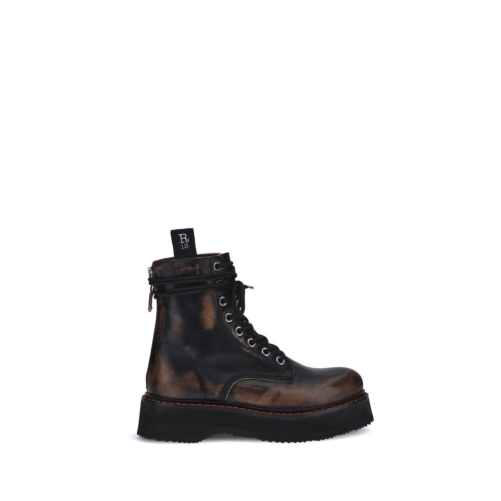 R13 Brown Rubber Lace-Up Boots