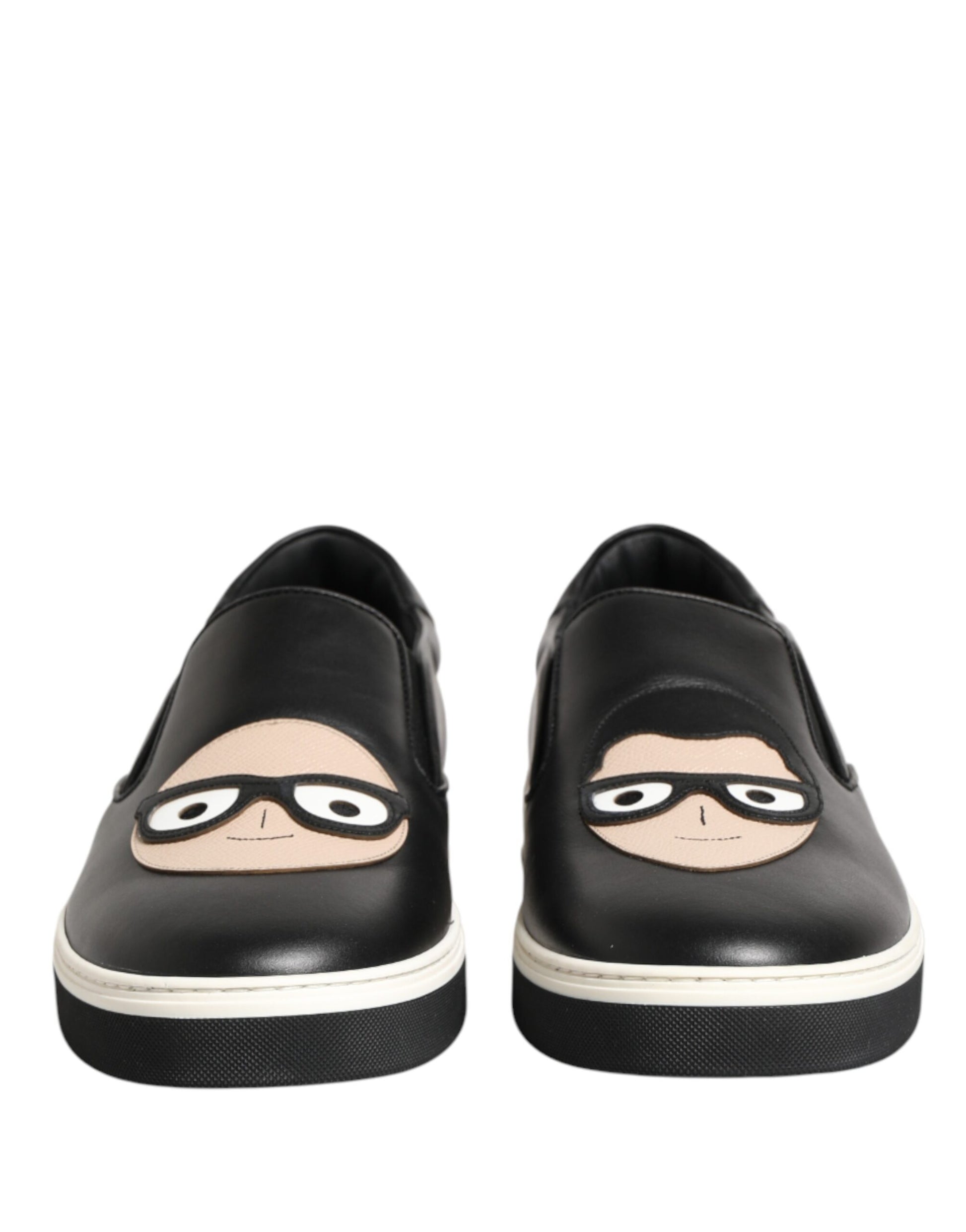 Baskets Dolce & Gabbana en Cuir Noir à Motifs Emblématiques