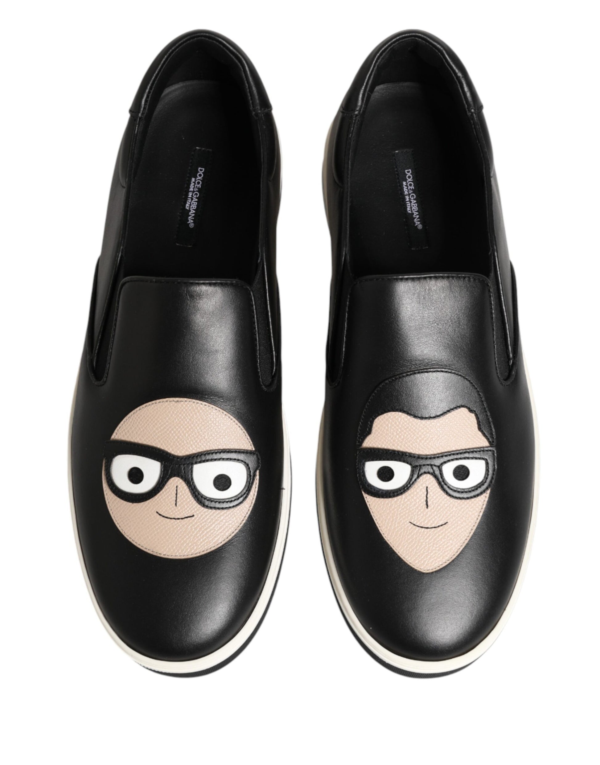 Baskets Dolce & Gabbana en Cuir Noir à Motifs Emblématiques