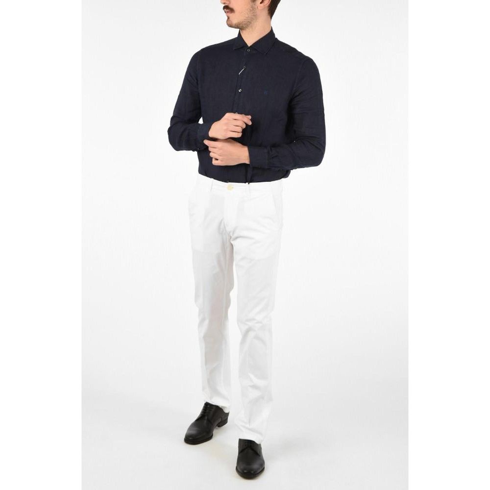 Corneliani White Cotton Chino Pants
