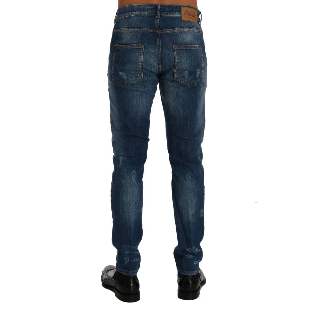 Jeans slim en coton bleu Frankie Morello