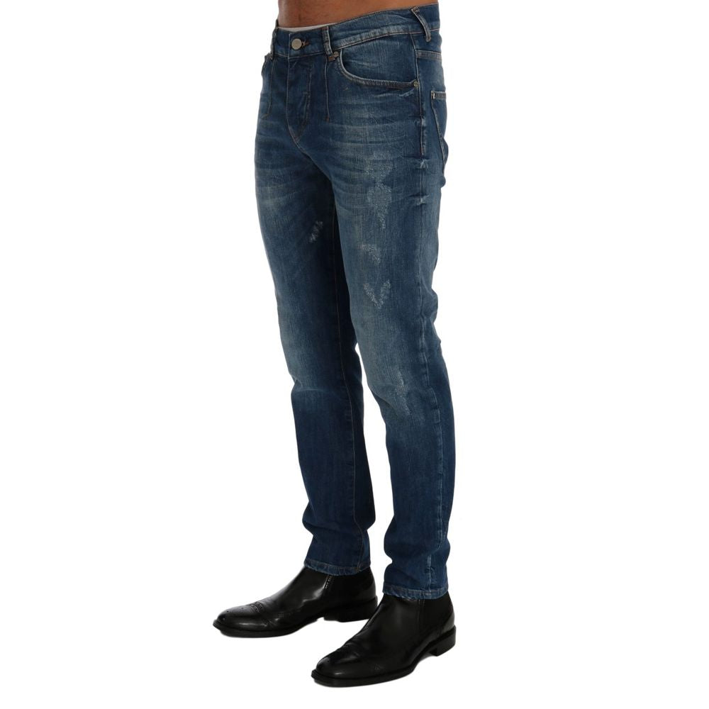 Jeans slim en coton bleu Frankie Morello