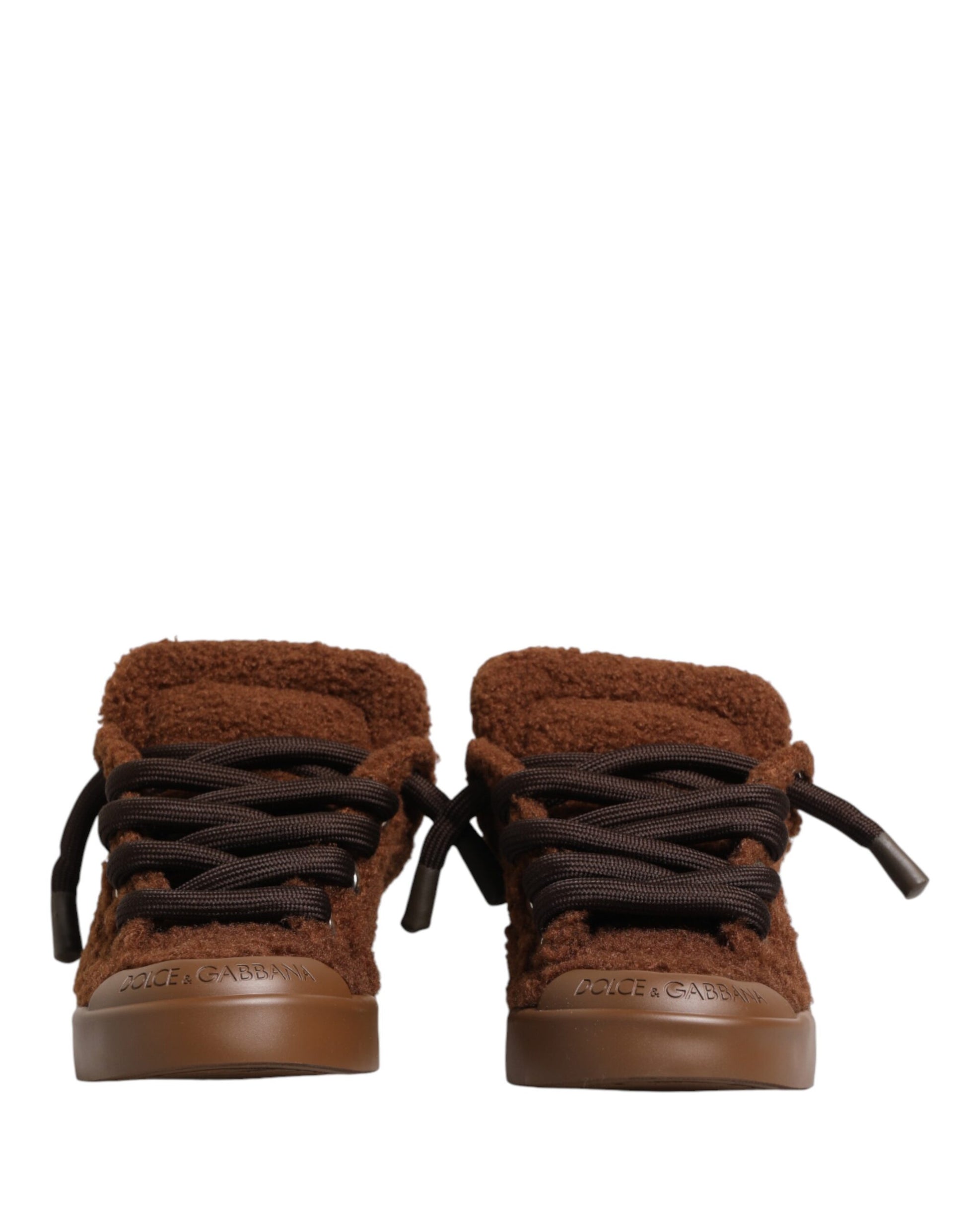 Chaussures Baskets Basses Dolce & Gabbana En Fausse Peau De Mouton Marron