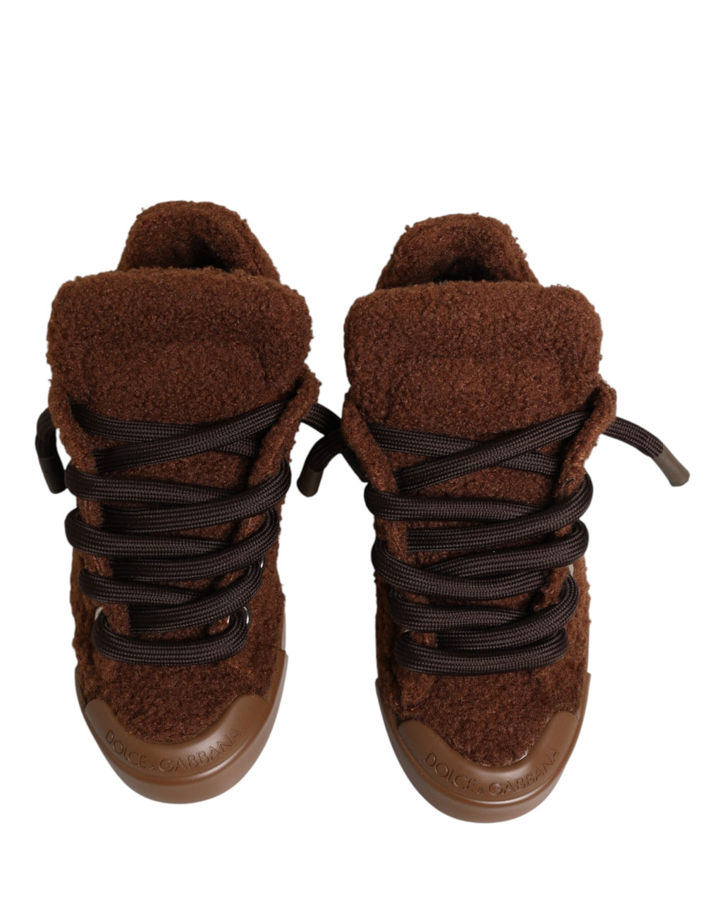 Chaussures Baskets Basses Dolce & Gabbana En Fausse Peau De Mouton Marron