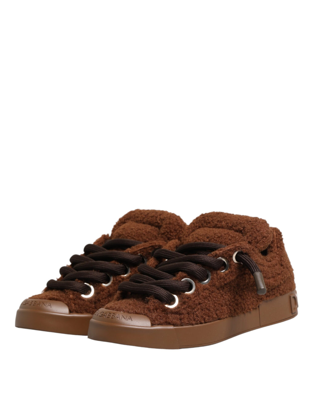 Chaussures Baskets Basses Dolce & Gabbana En Fausse Peau De Mouton Marron
