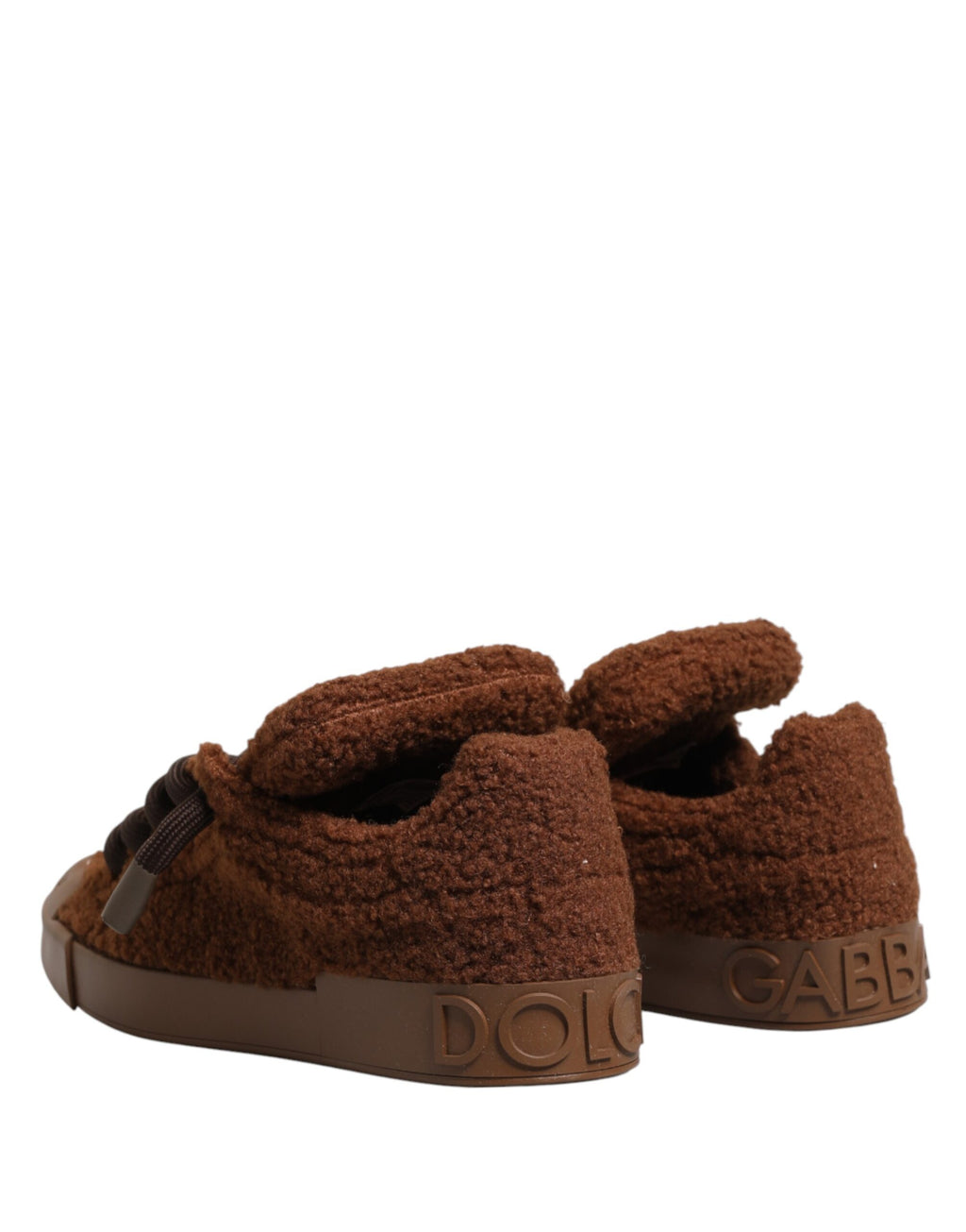 Chaussures Baskets Basses Dolce & Gabbana En Fausse Peau De Mouton Marron
