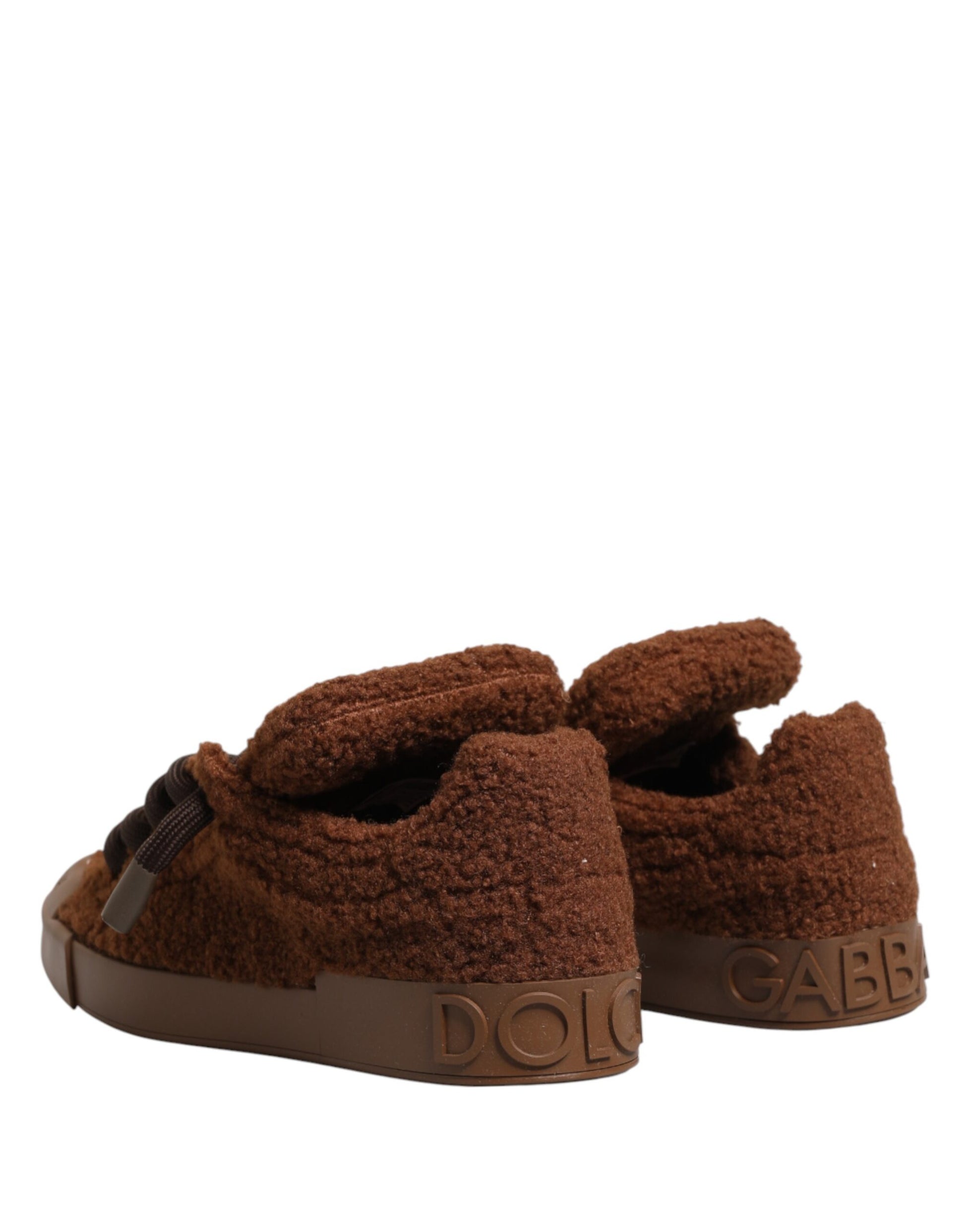 Chaussures Baskets Basses Dolce & Gabbana En Fausse Peau De Mouton Marron