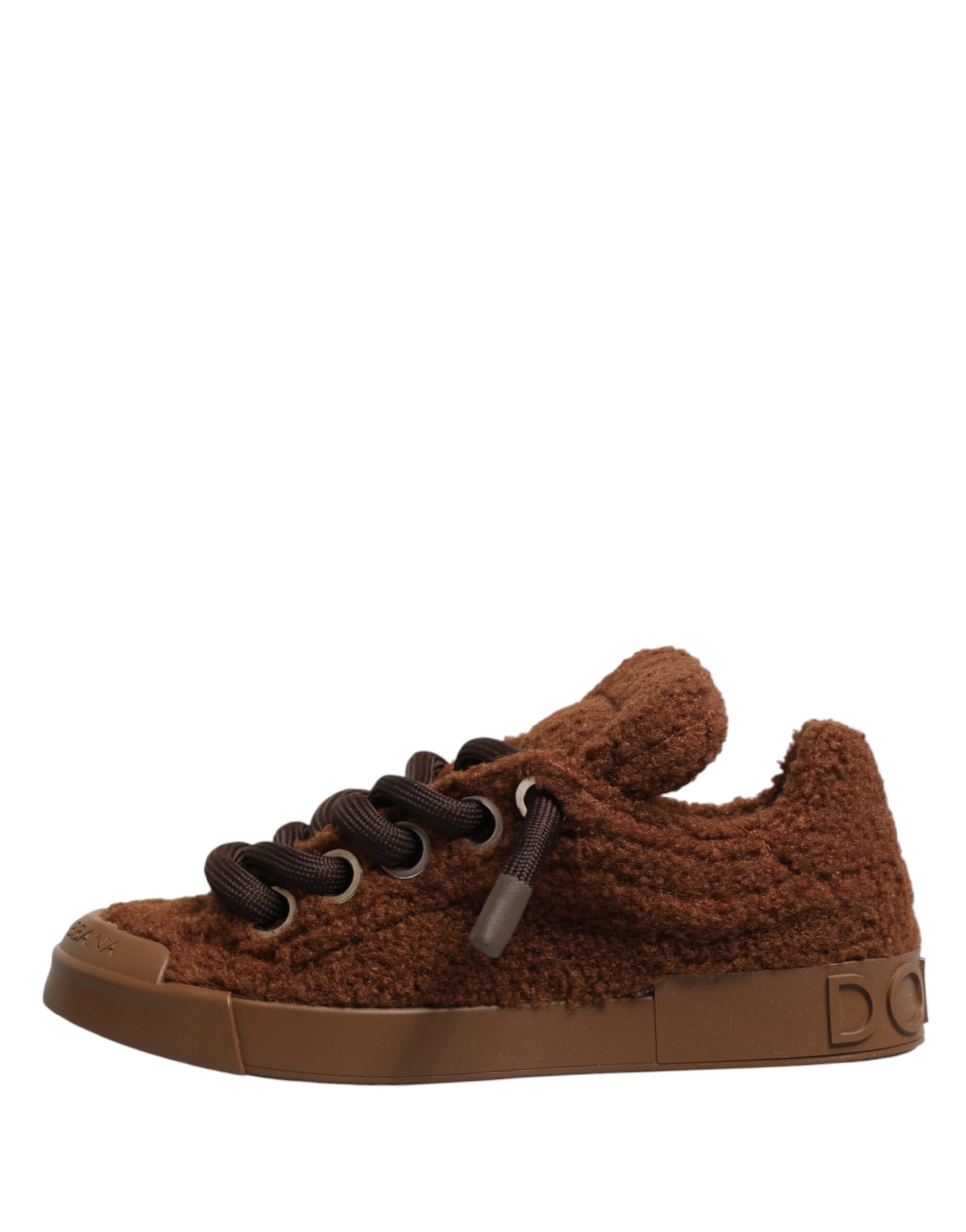 Chaussures Baskets Basses Dolce & Gabbana En Fausse Peau De Mouton Marron