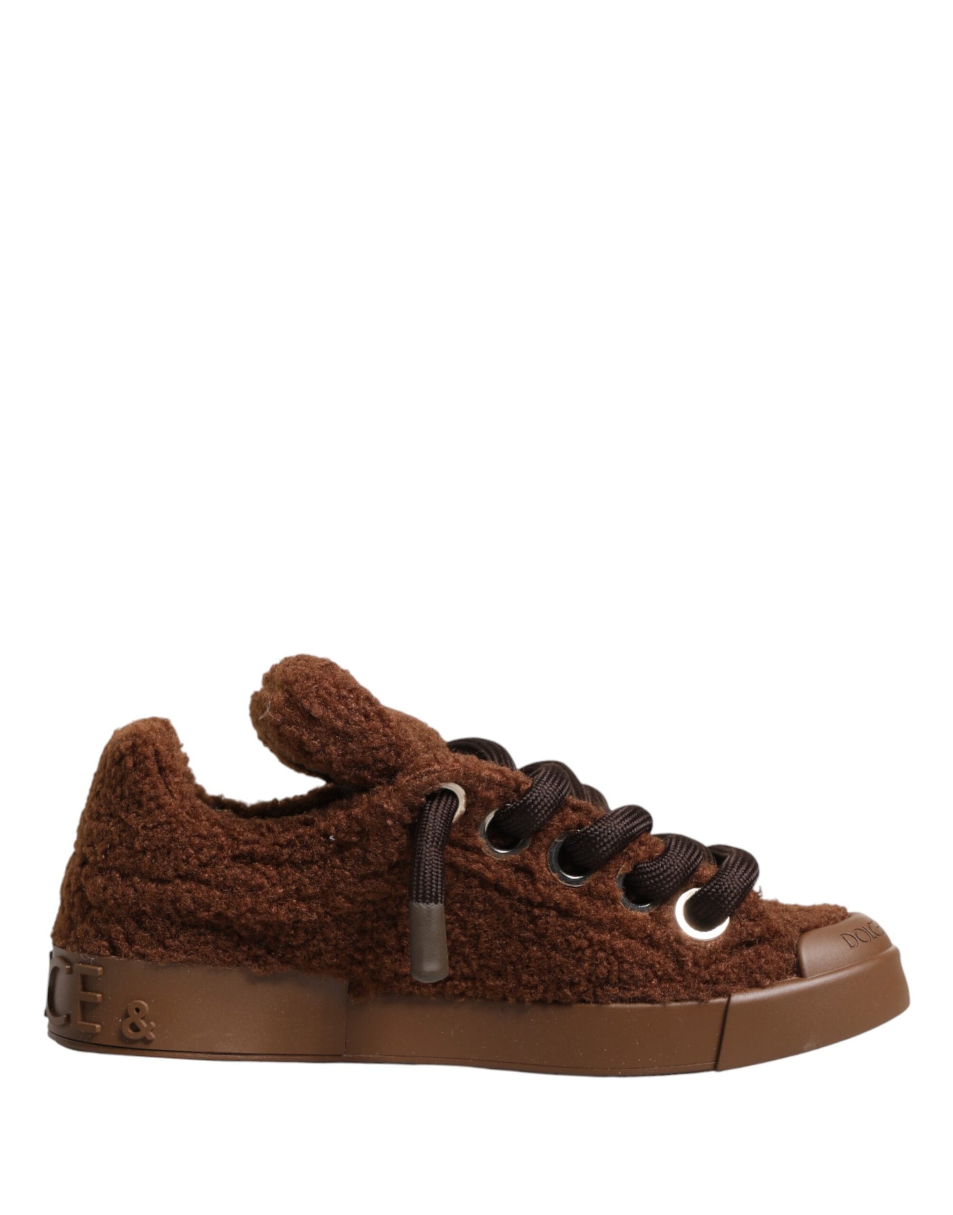 Chaussures Baskets Basses Dolce & Gabbana En Fausse Peau De Mouton Marron