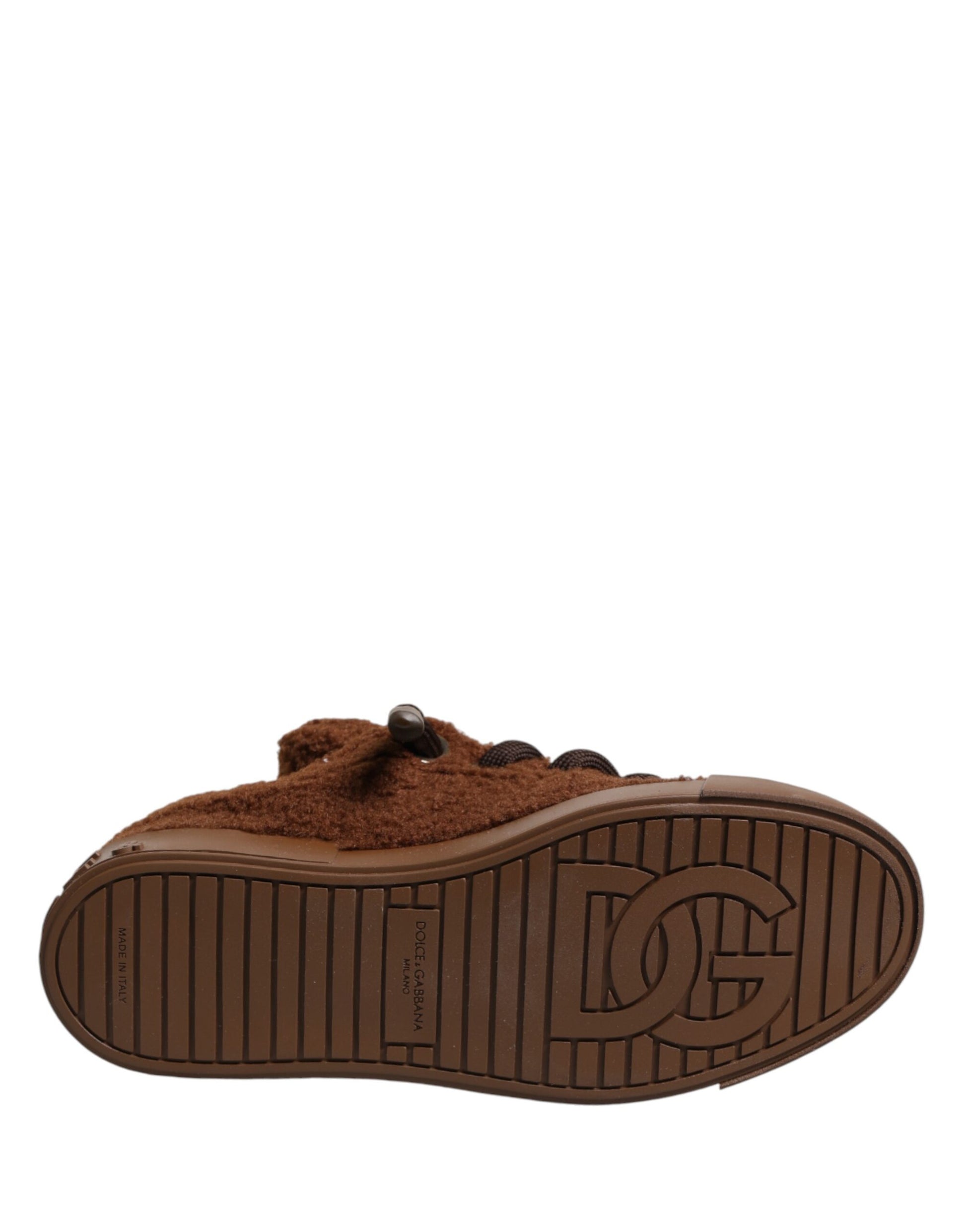 Chaussures Baskets Basses Dolce & Gabbana En Fausse Peau De Mouton Marron