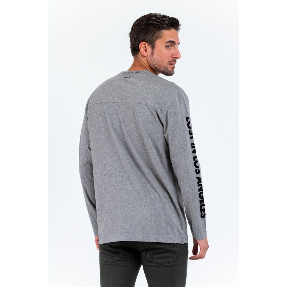 T-shirt à manches longues en coton gris essence
