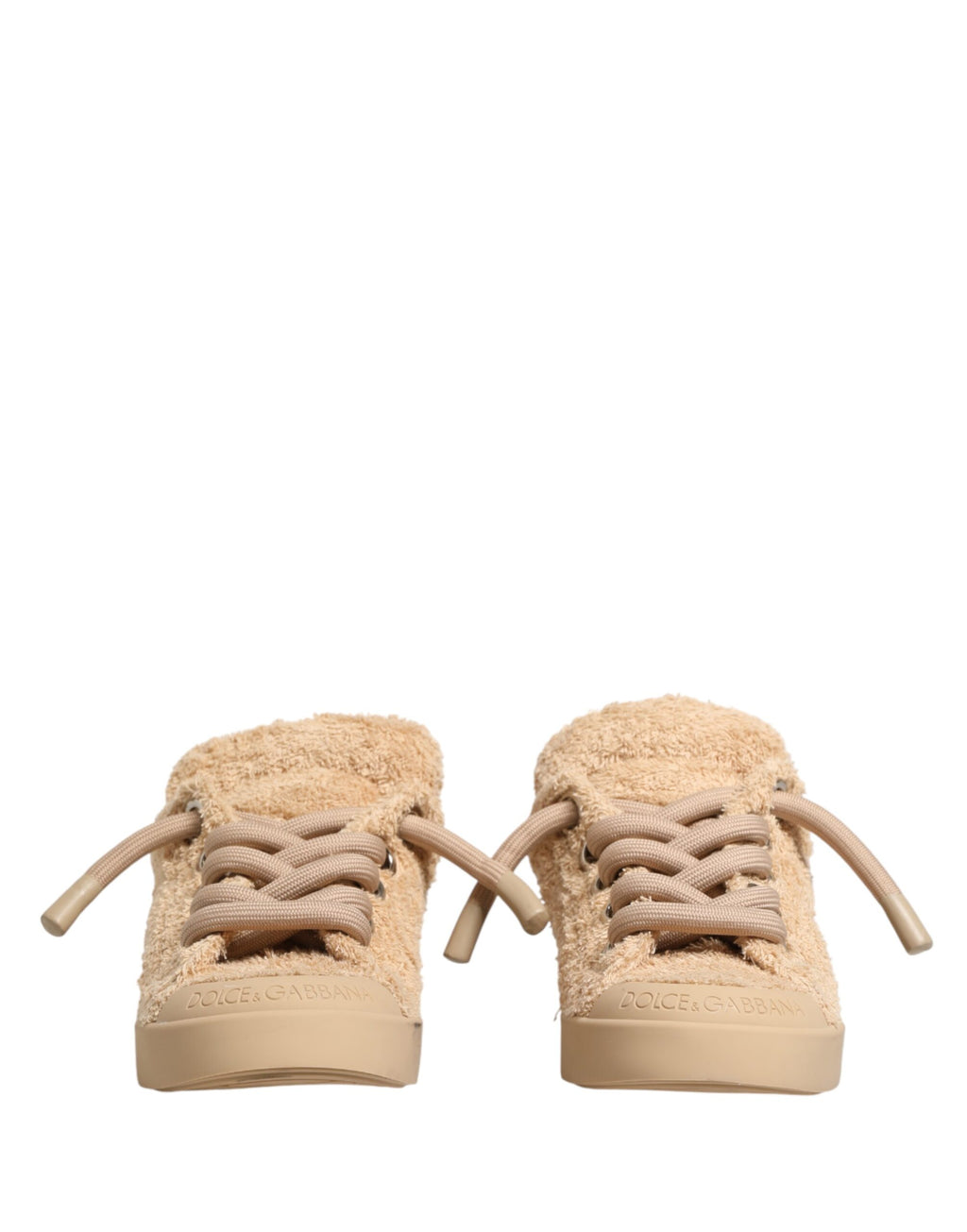 Chaussures Dolce & Gabbana Baskets basses en fausse fourrure mouton beige