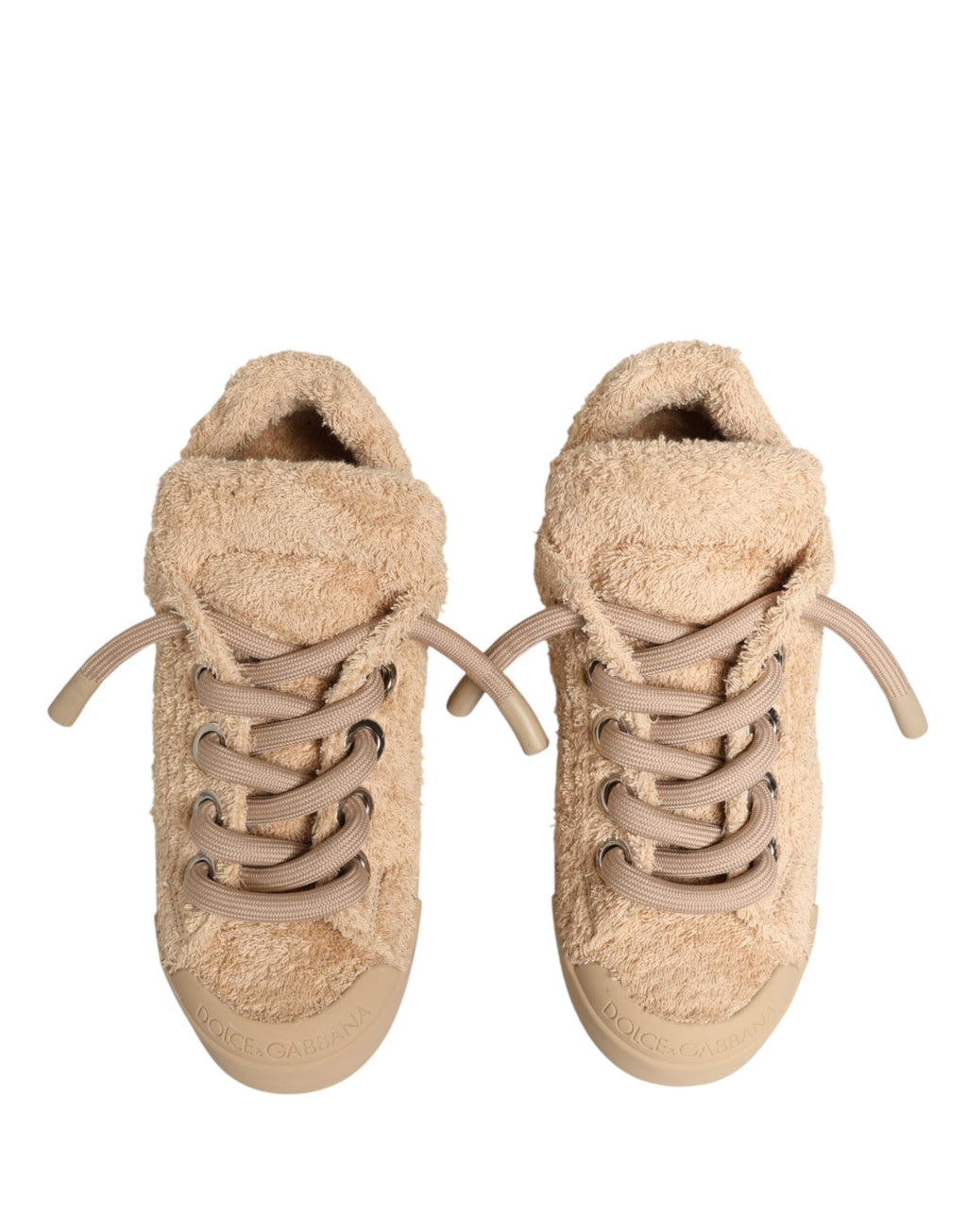 Chaussures Dolce & Gabbana Baskets basses en fausse fourrure mouton beige