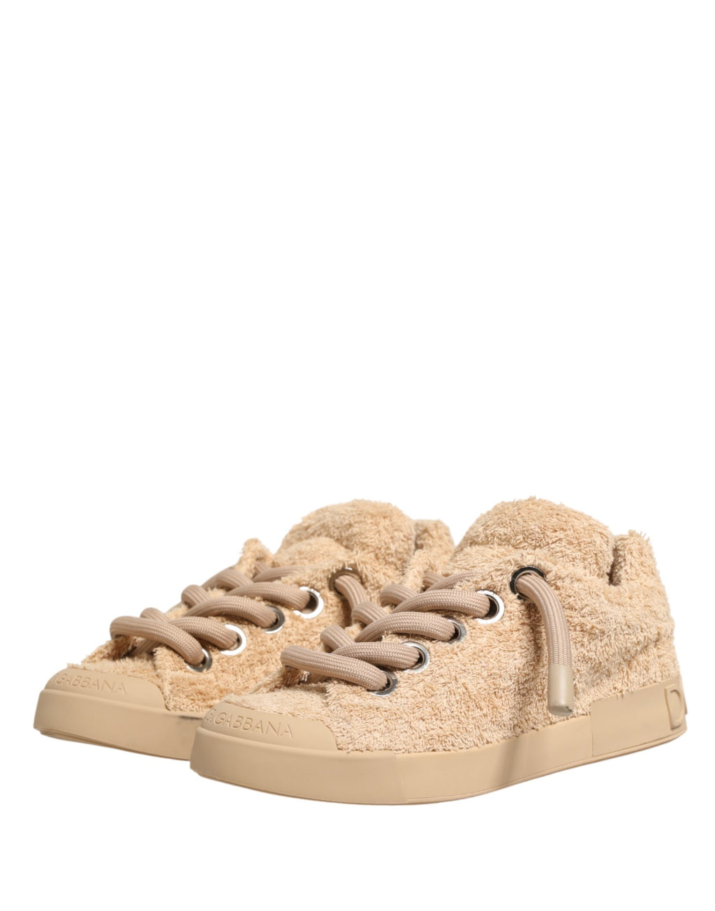 Chaussures Dolce & Gabbana Baskets basses en fausse fourrure mouton beige