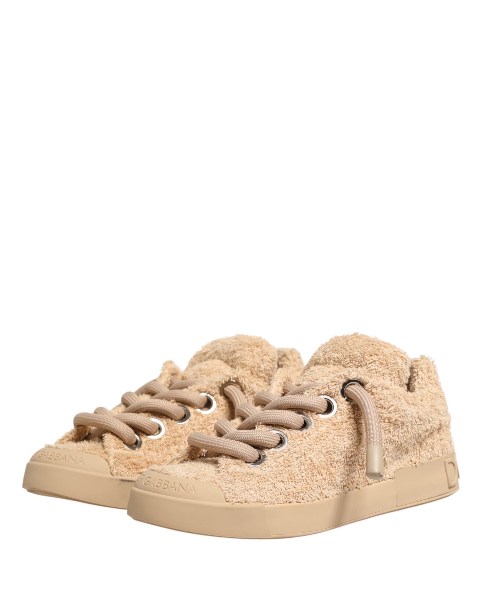 Chaussures Dolce & Gabbana Baskets basses en fausse fourrure mouton beige