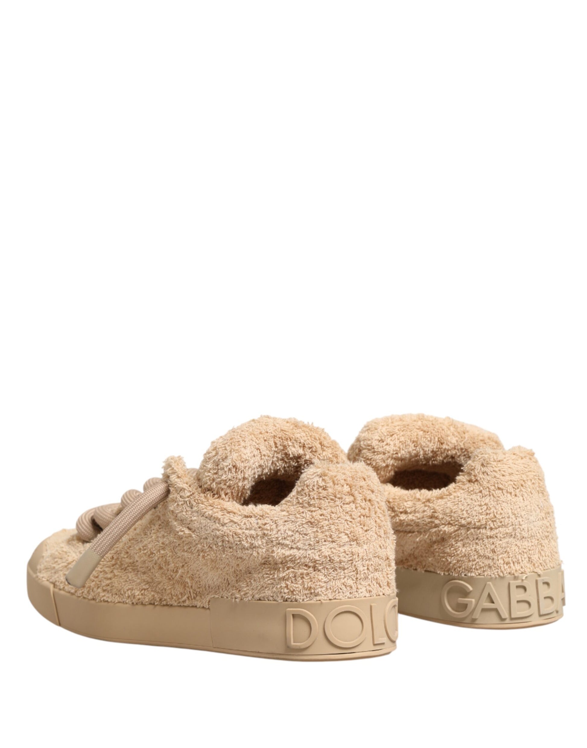 Chaussures Dolce & Gabbana Baskets basses en fausse fourrure mouton beige