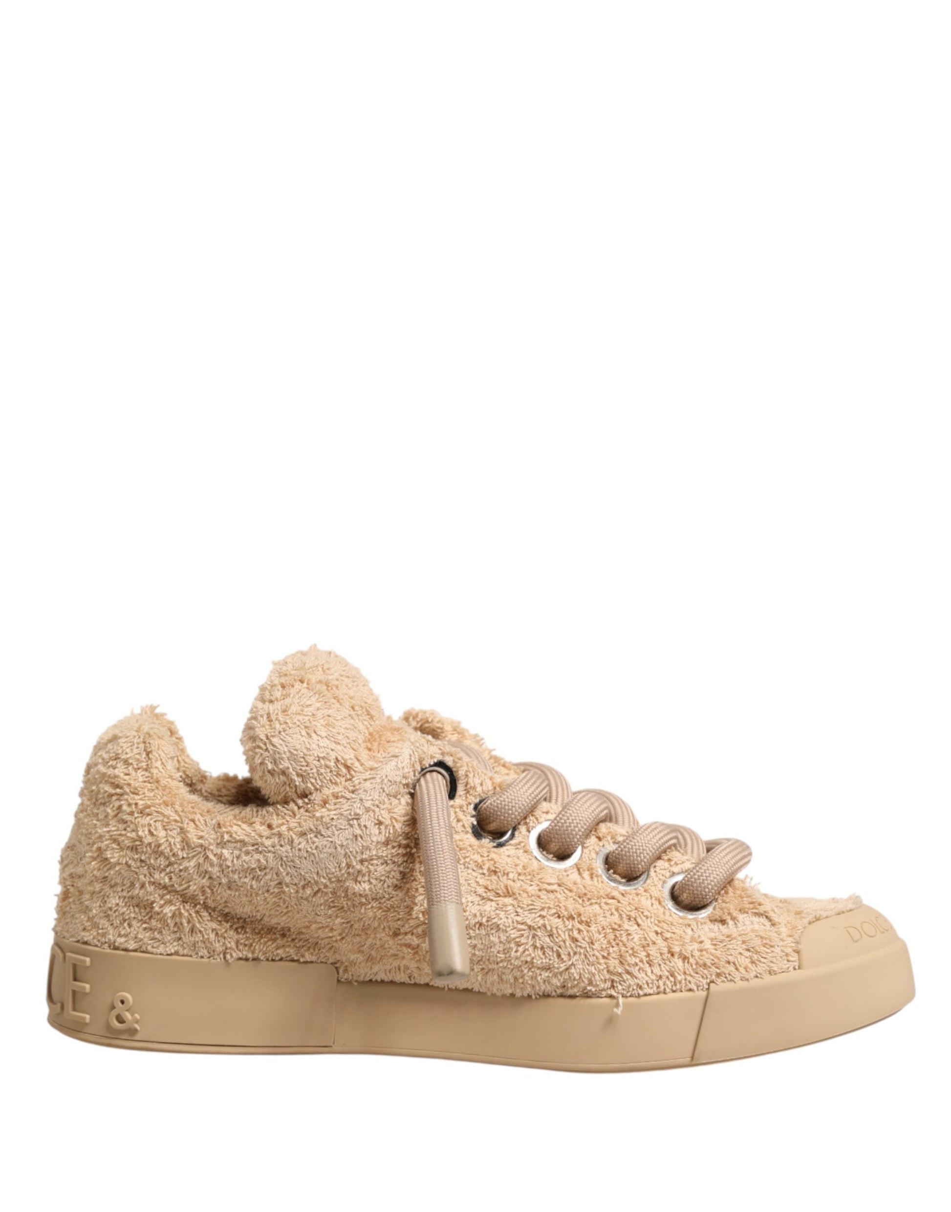 Chaussures Dolce & Gabbana Baskets basses en fausse fourrure mouton beige