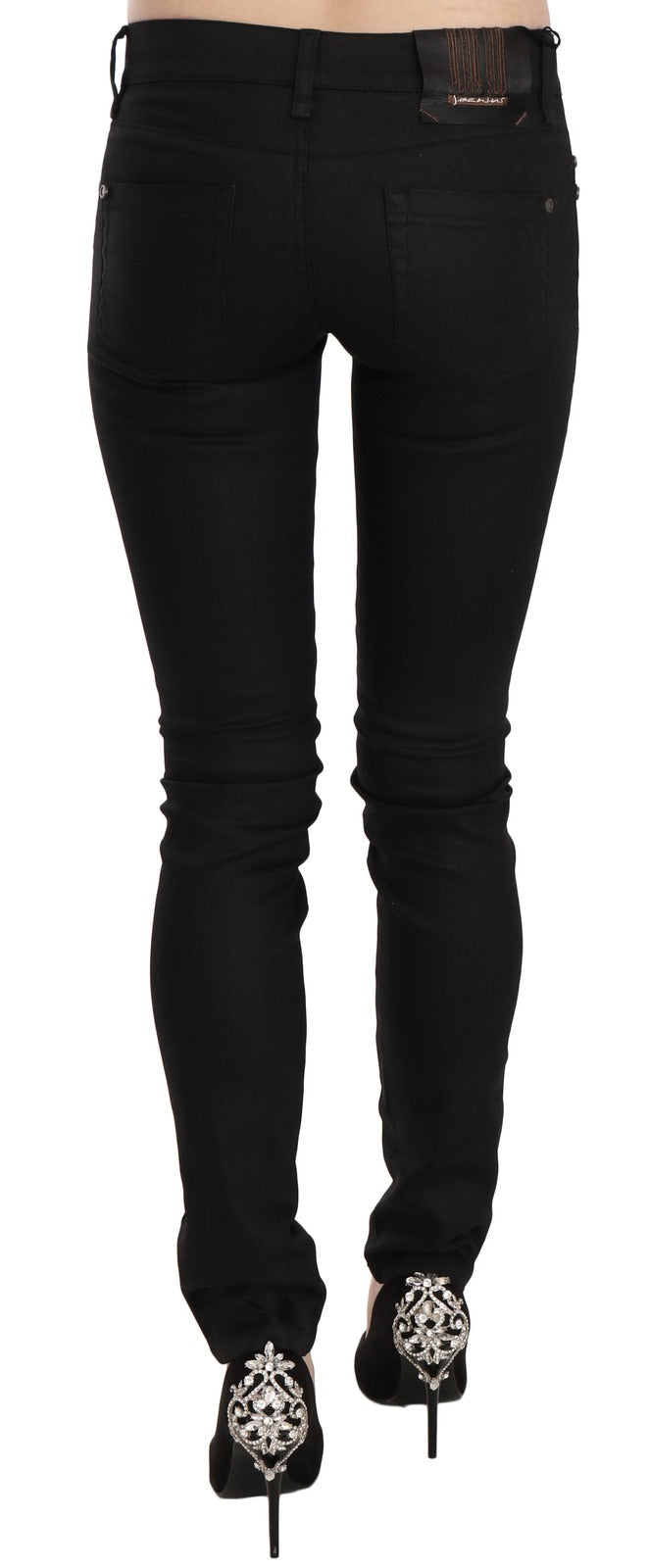 PLEIN SUD Jean slim en denim noir taille mi-haute en coton