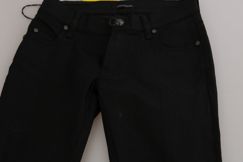 PLEIN SUD Jean slim en denim noir taille mi-haute en coton