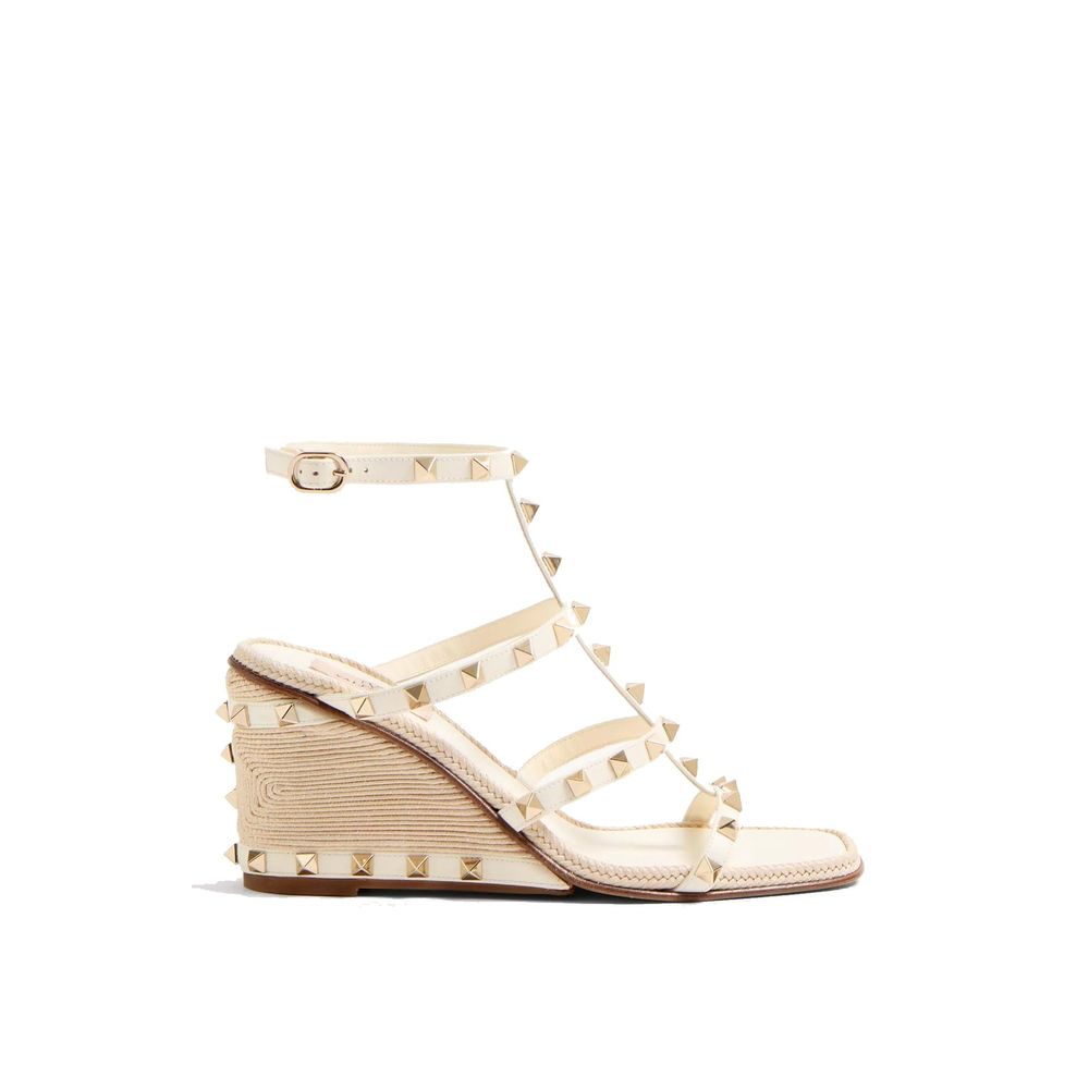 Sandales compensées Valentino Garavani en veau beige