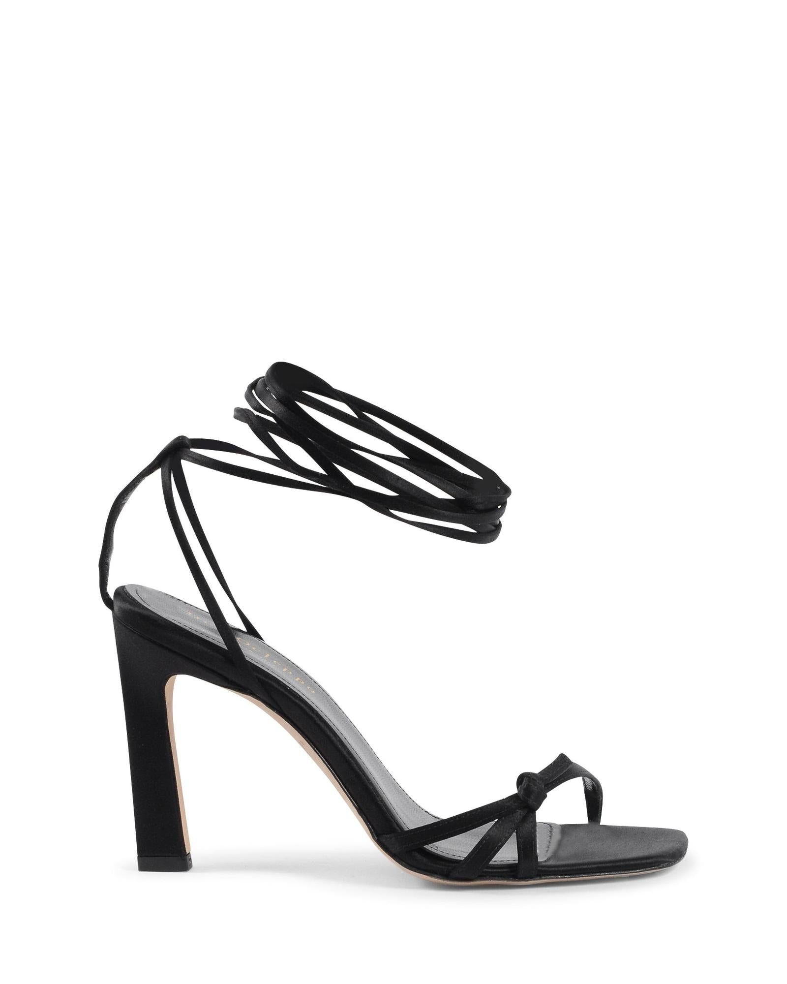 Sandales à enfiler en satin noir Dee Ocleppo