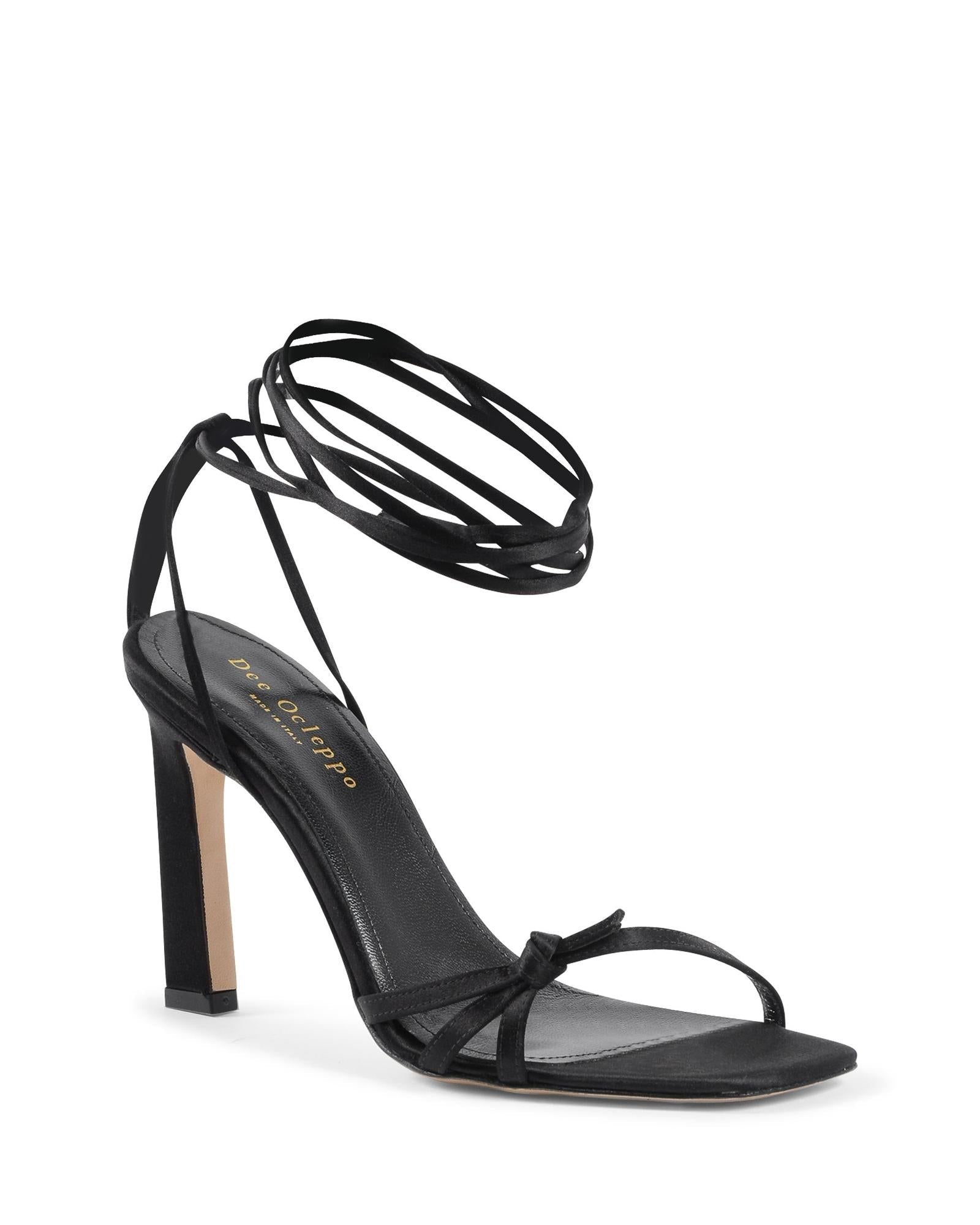 Sandales à enfiler en satin noir Dee Ocleppo