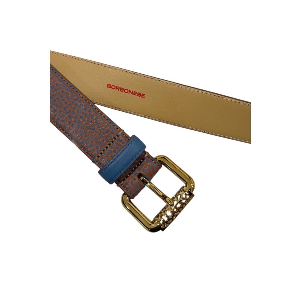 Borbonese Brown Leather Women Belt with Gold Buckle