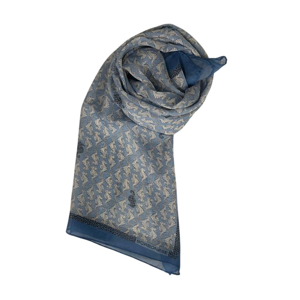 Borbonese Blue Silk Women Scarf