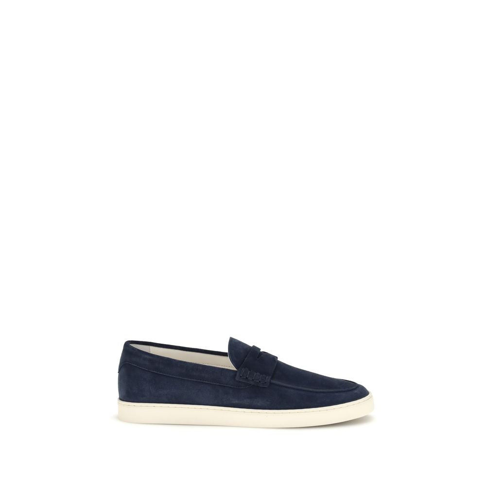 Brunello Cucinelli Mocassins en cuir de veau bleu Bos Taurus