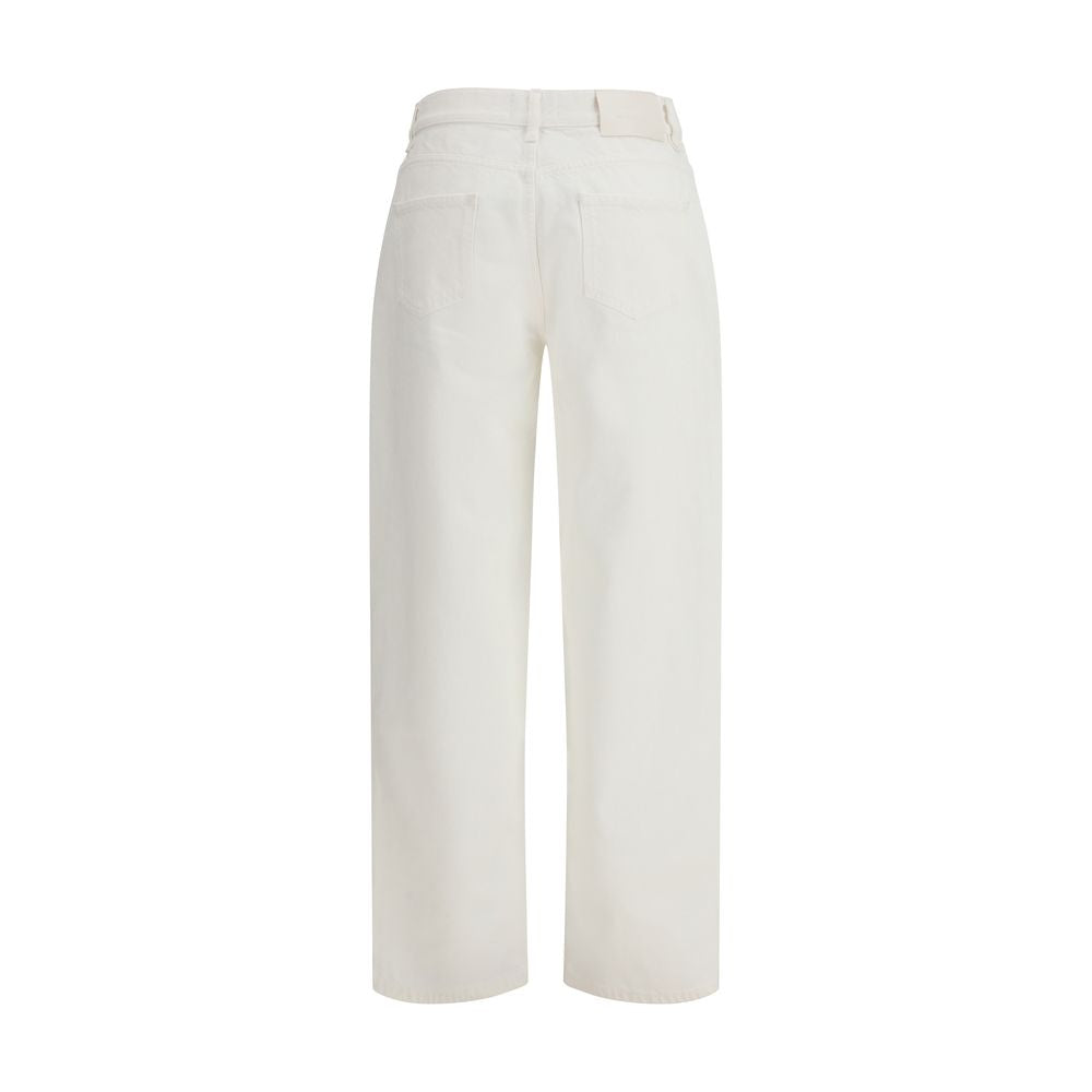 Loulou De Saison Cream Cotton Straight-Leg Jeans