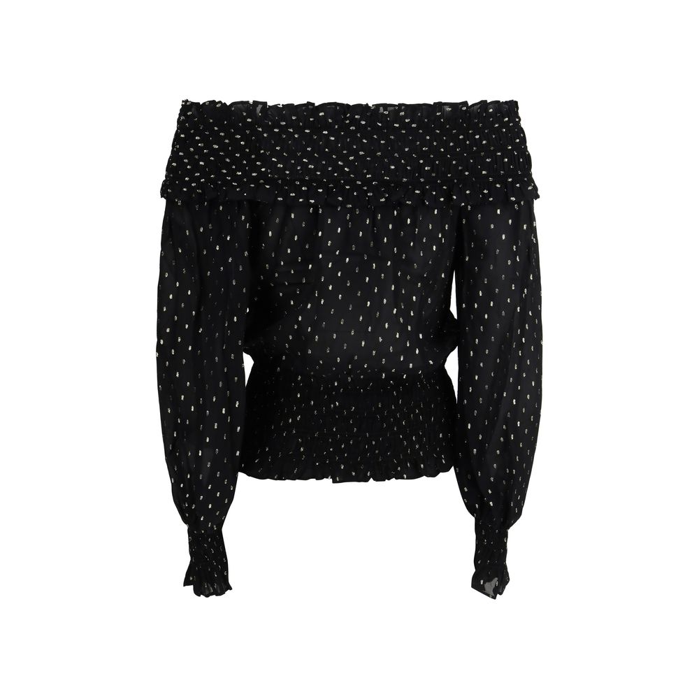 Self-Portrait Black Viscose Top