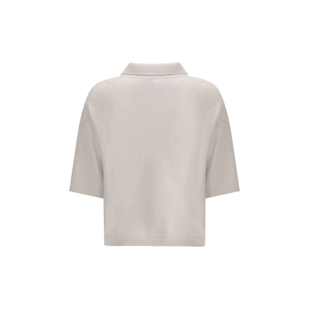 Allude Cream Cashmere Polo Shirt