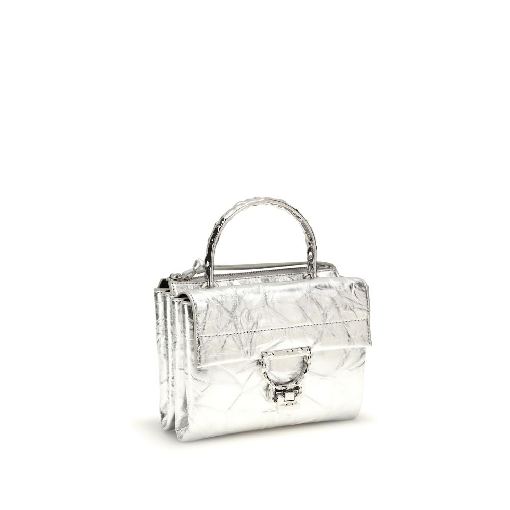 Coccinelle Silver Calf Leather Bos Taurus Handbag
