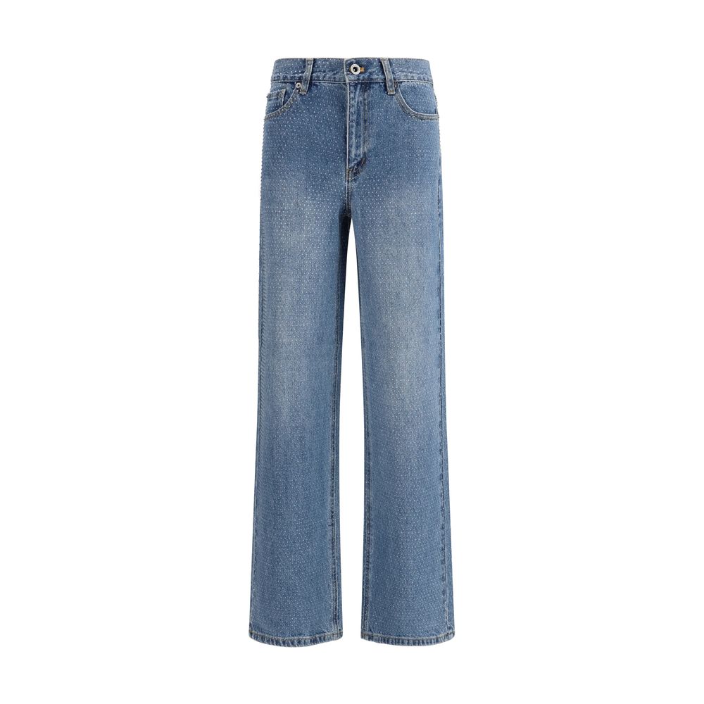 Self-Portrait Blue Cotton Straight-Leg Jeans