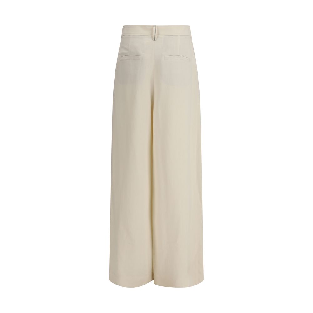 Brunello Cucinelli Pantalon décontracté beige en viscose