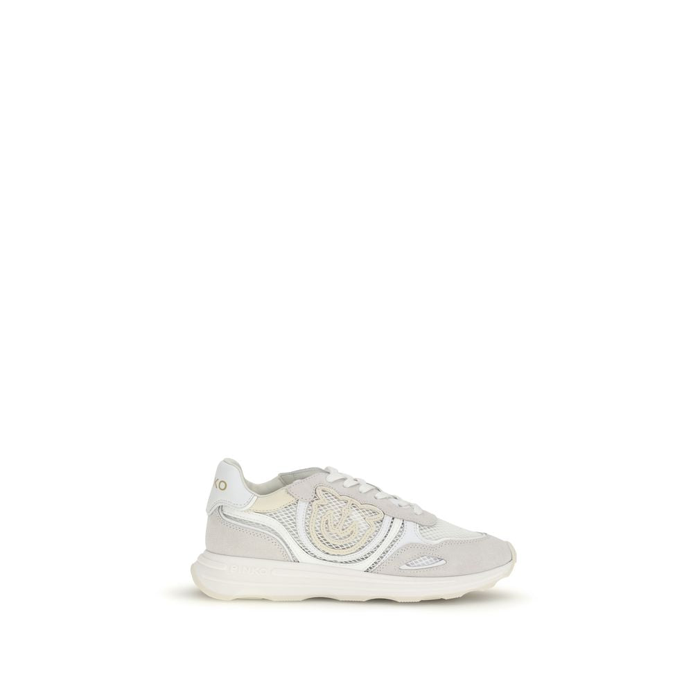 Baskets Athlétiques PINKO Blanches en Cuir de Veau Bos Taurus