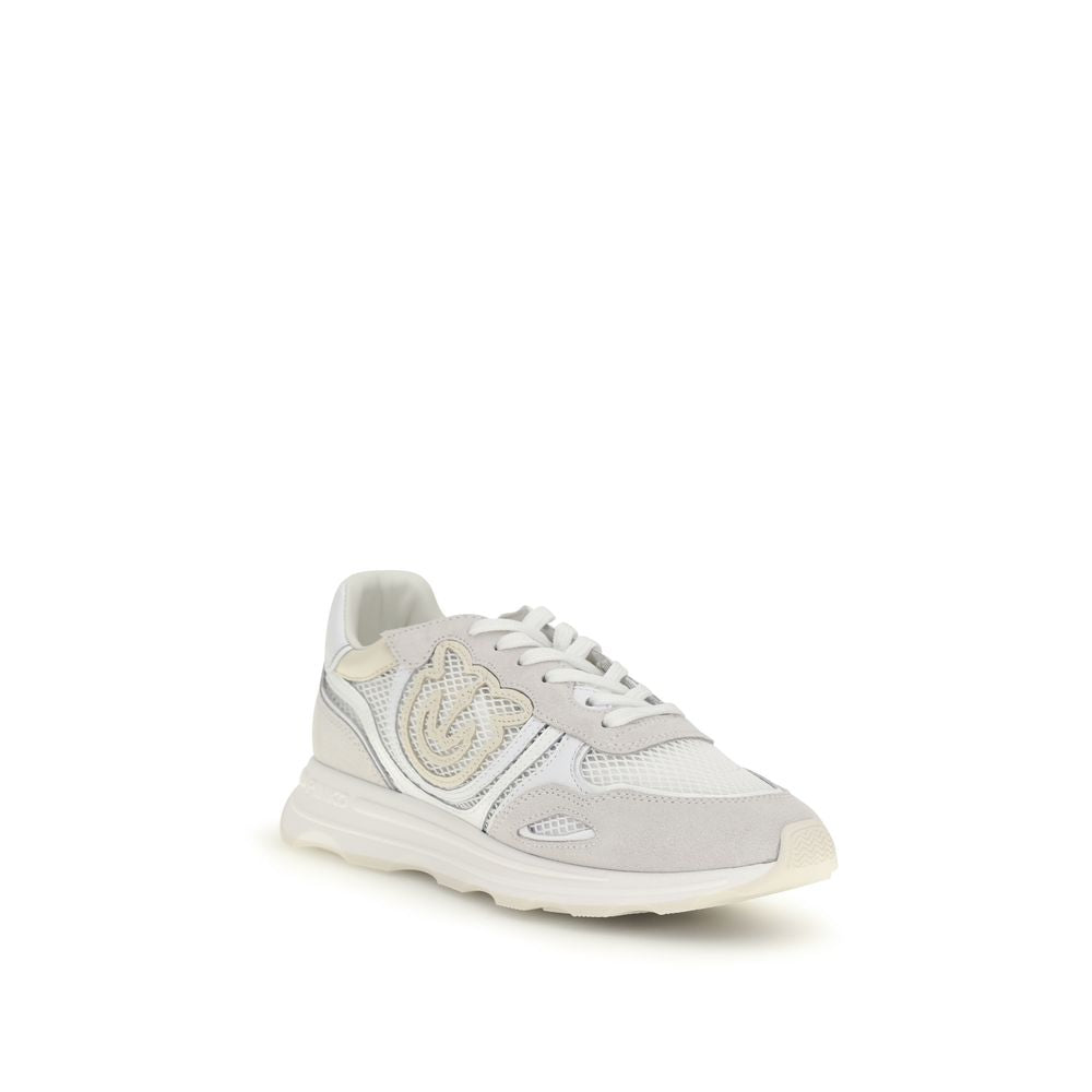 Baskets Athlétiques PINKO Blanches en Cuir de Veau Bos Taurus