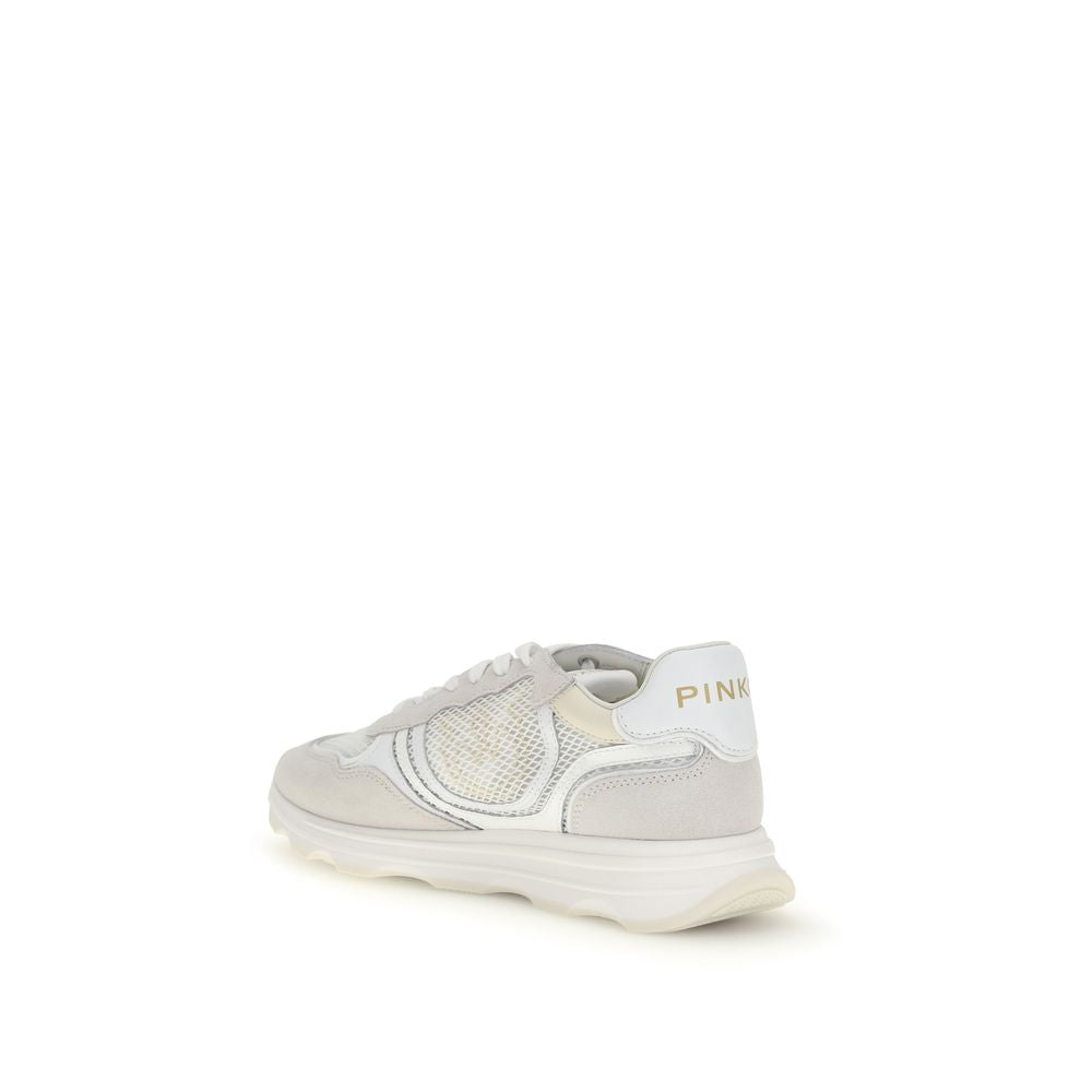Baskets Athlétiques PINKO Blanches en Cuir de Veau Bos Taurus