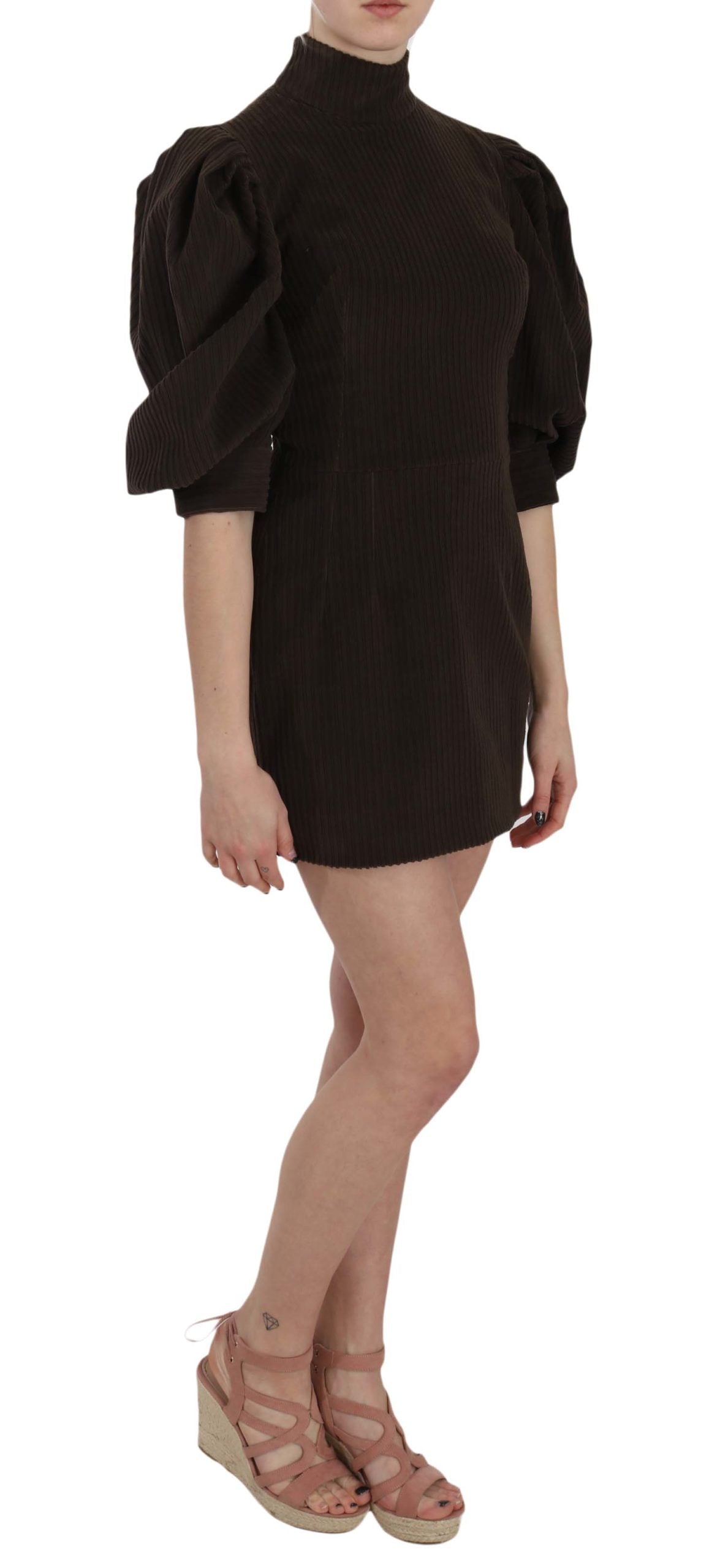 Mini-robe moulante en velours côtelé marron en coton Dolce & Gabbana