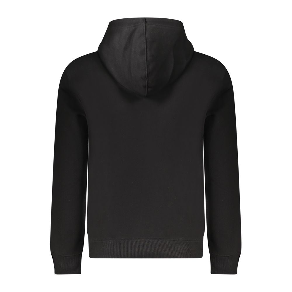 Guess Jeans Hommes Sweat-shirt en coton noir à capuche coupe slim