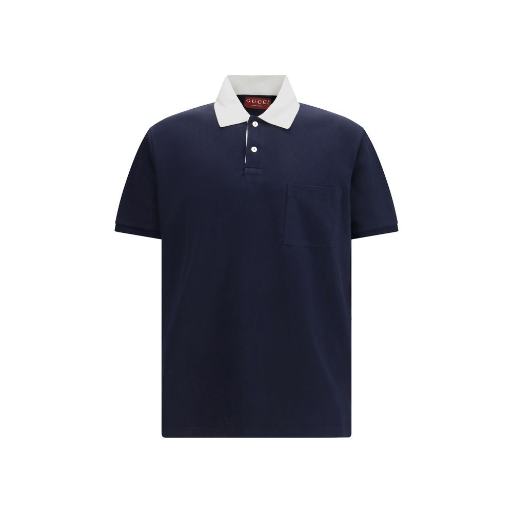 Polo en coton bleu Gucci